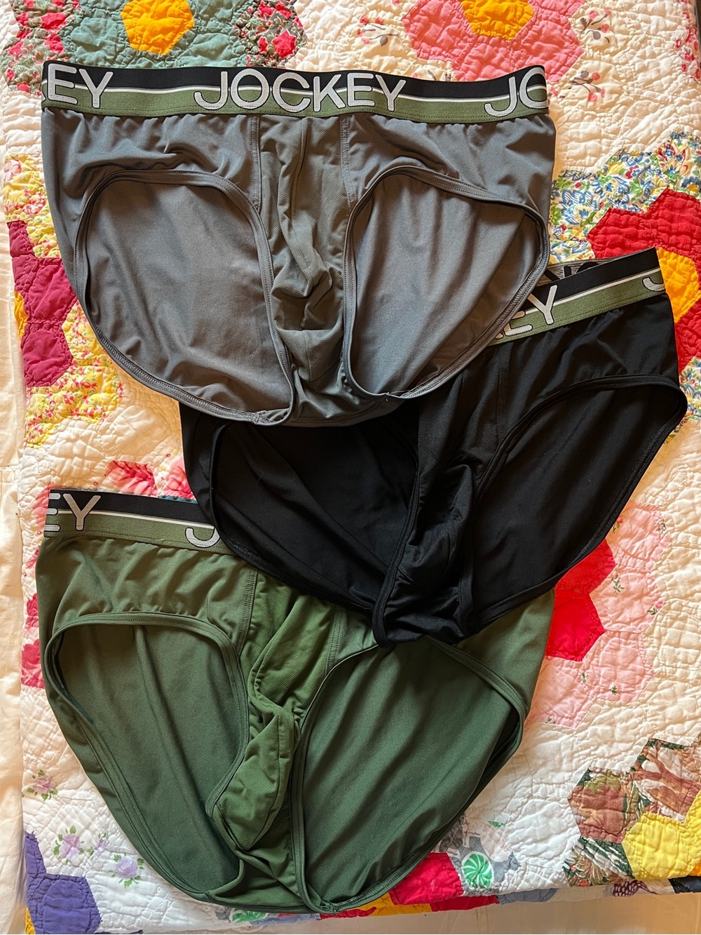 Jockey Men's Briefs 3-Pack in Gray, Black & Olive